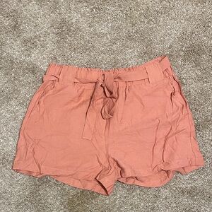 Hem & Thread High Waist Tie Shorts - Coral